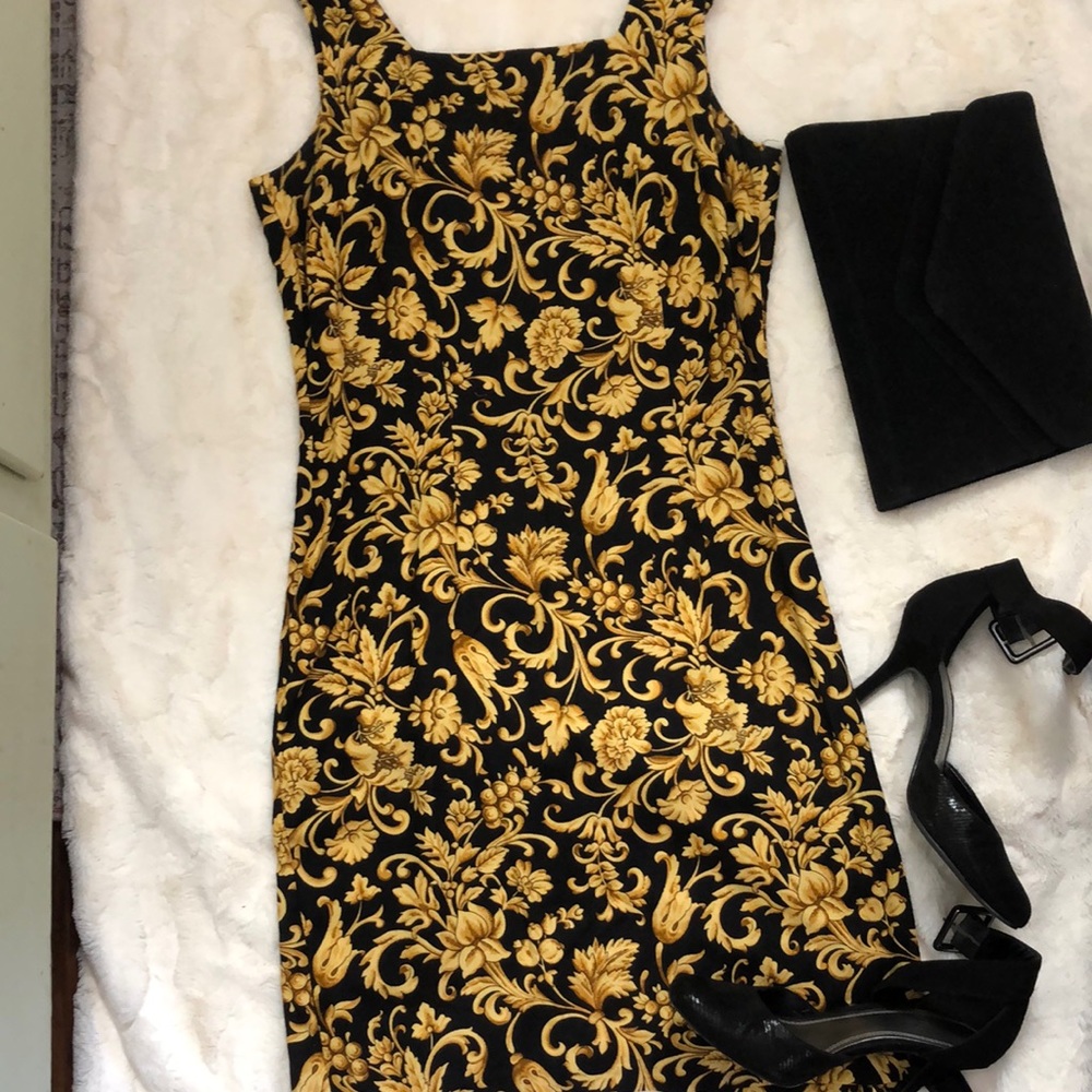 Black and Gold Vintage 80’s Dress